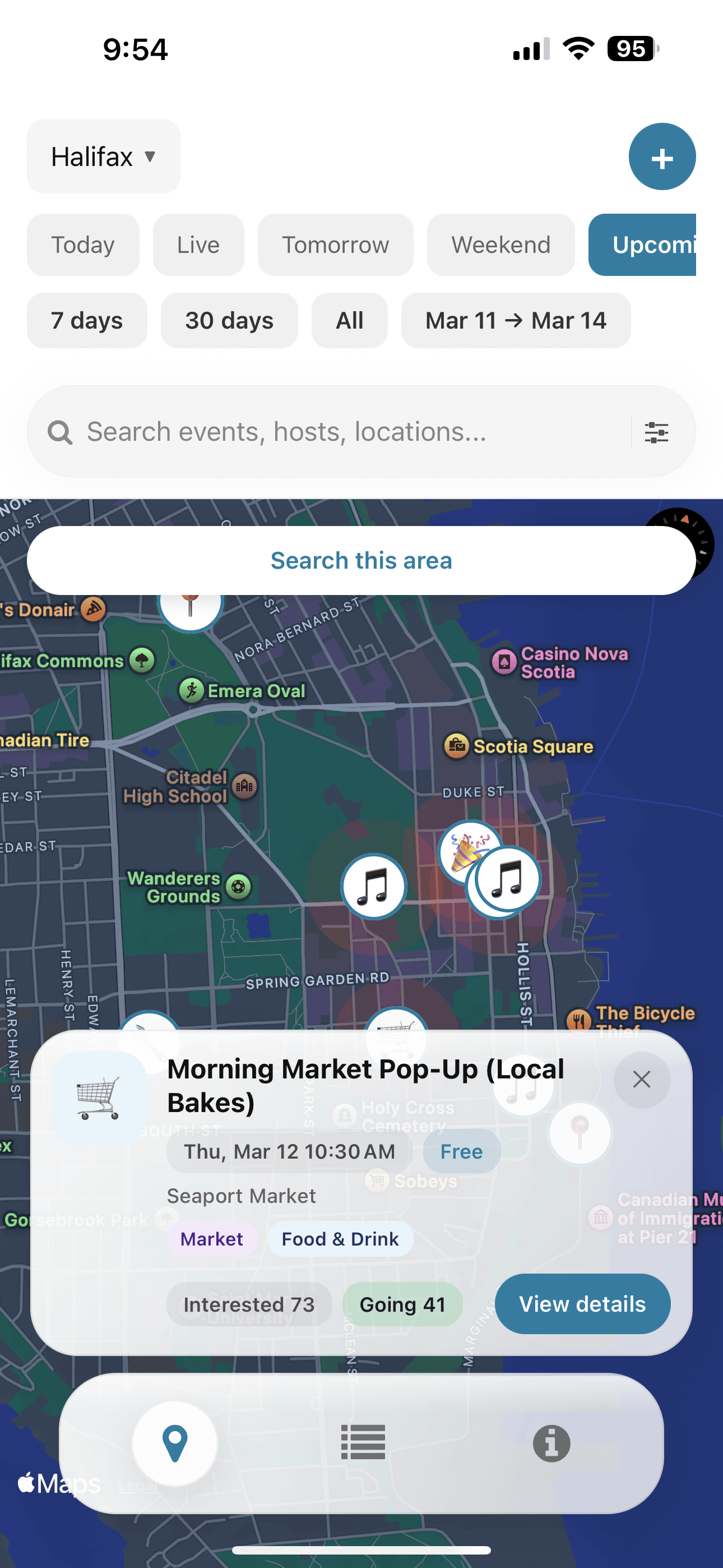 WhereNow live event map screenshot