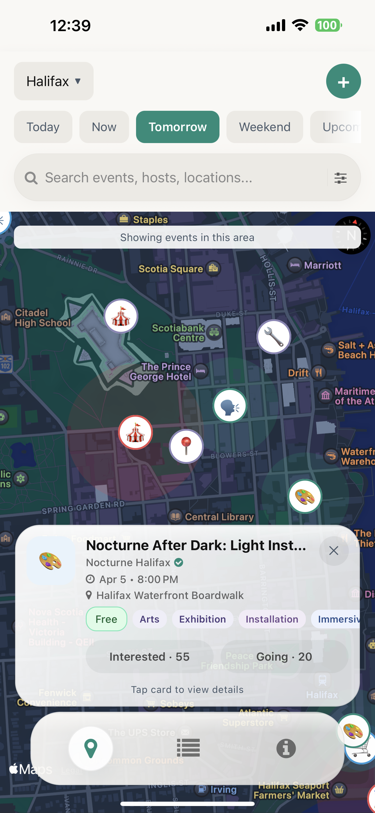 WhereNow live event map screenshot